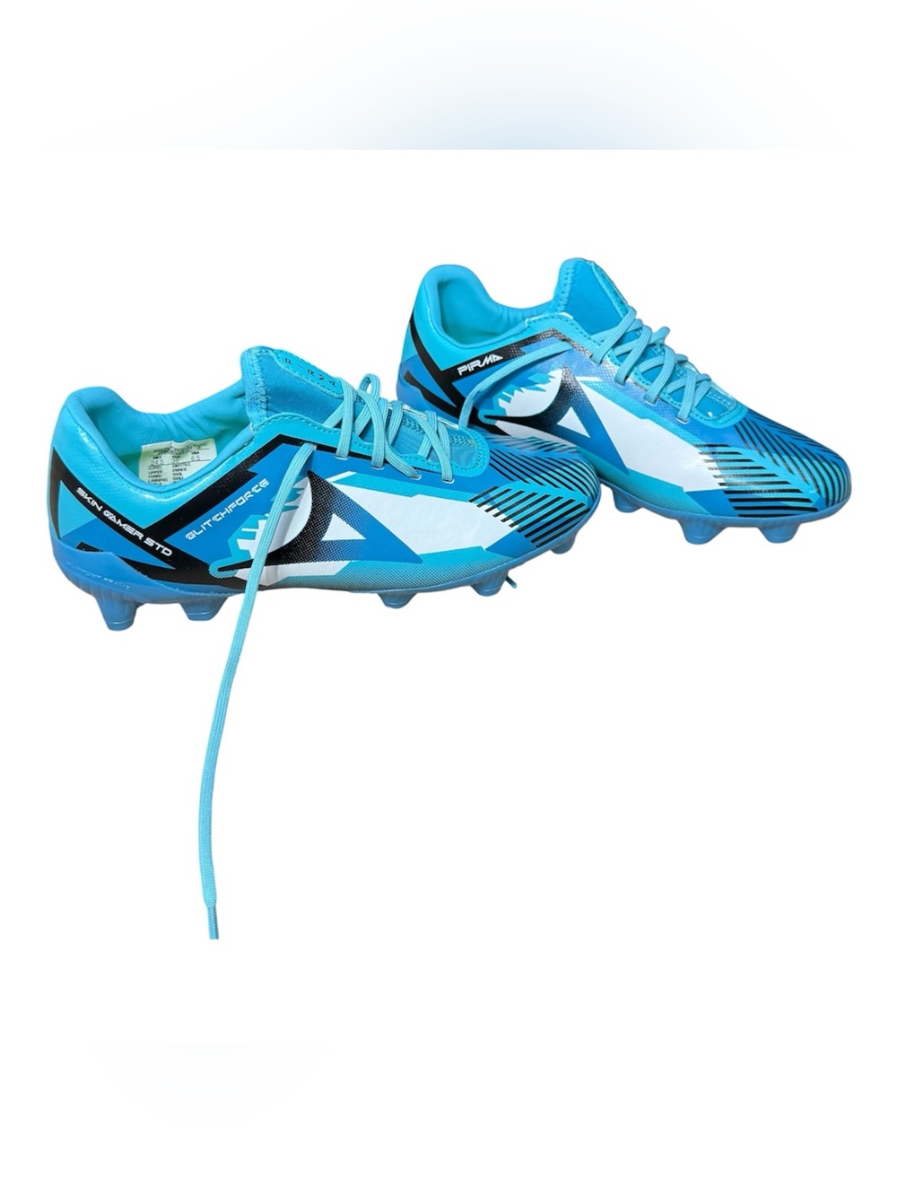 Pirma Glitchforce Soccer Cleats Blue White Black Skin Gamer Std Men's Sz 6.5 NEW
